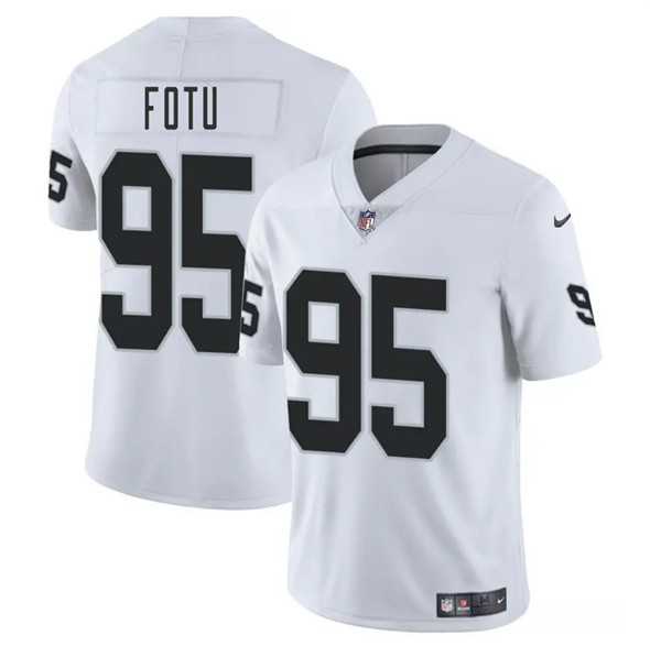 Men & Women & Youth Las Vegas Raiders #95 Leki Fotu White 2025 Vapor Stitched Jersey